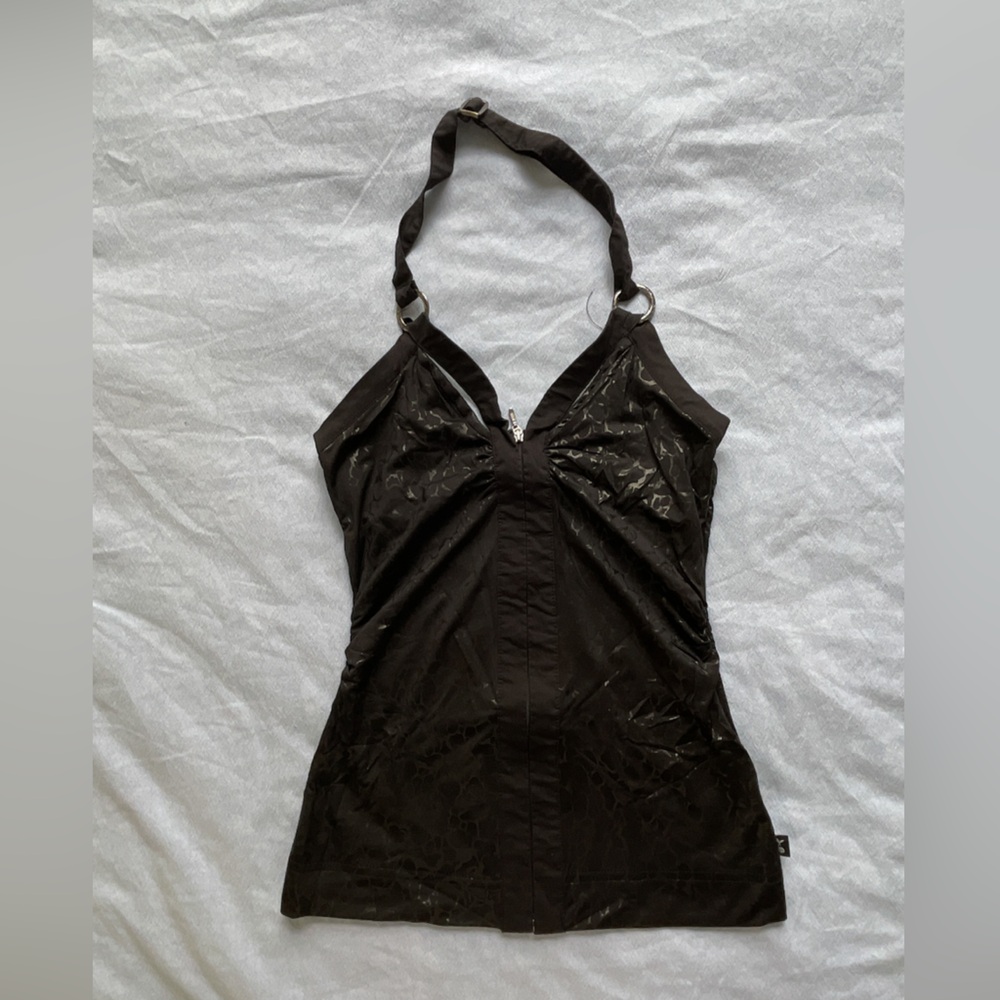 Y2K Foxy Jeans Black Zip Halter Top